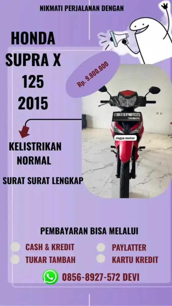 D - Honda Supra x 125 th 2015 surat surat lengkap