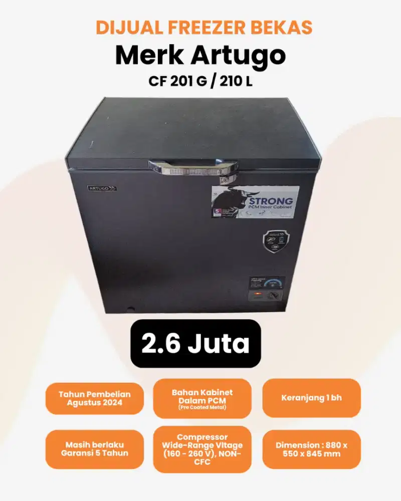 ARTUGO Chest Freezer Box 210 L / CF 201 G (PCM Inner Kabinet)
