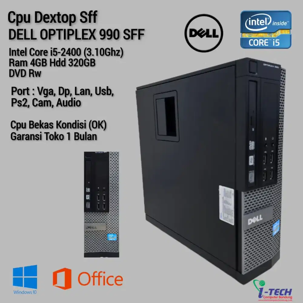 CPU DEXTOP DELL OTIPLEX 990 CORE i5 GEN2 RAM 4GB HDD 320GB