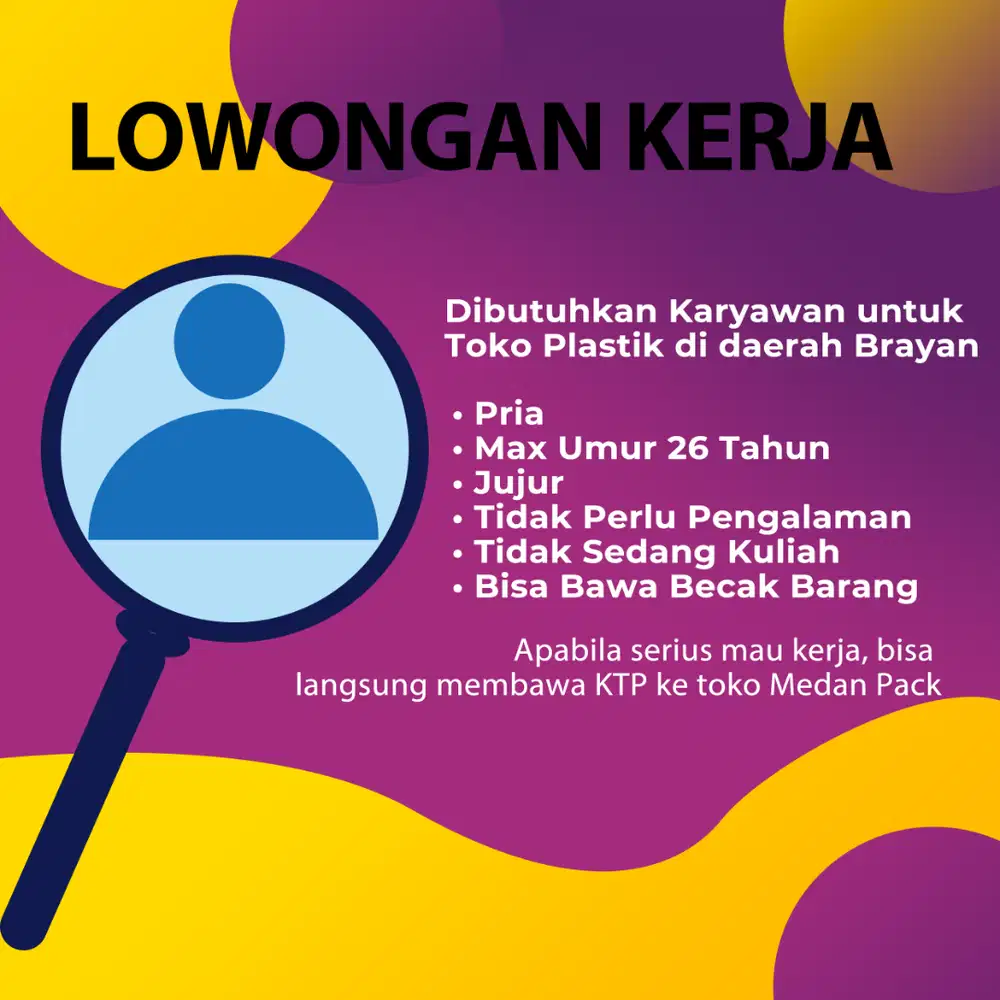 loker karyawan toko pria bawa becak barang
