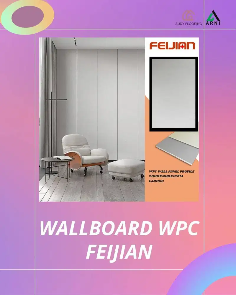 Wallboard PVC Feijian (P) 290cm (T) 40cm | Dekorasi Dinding Indoor