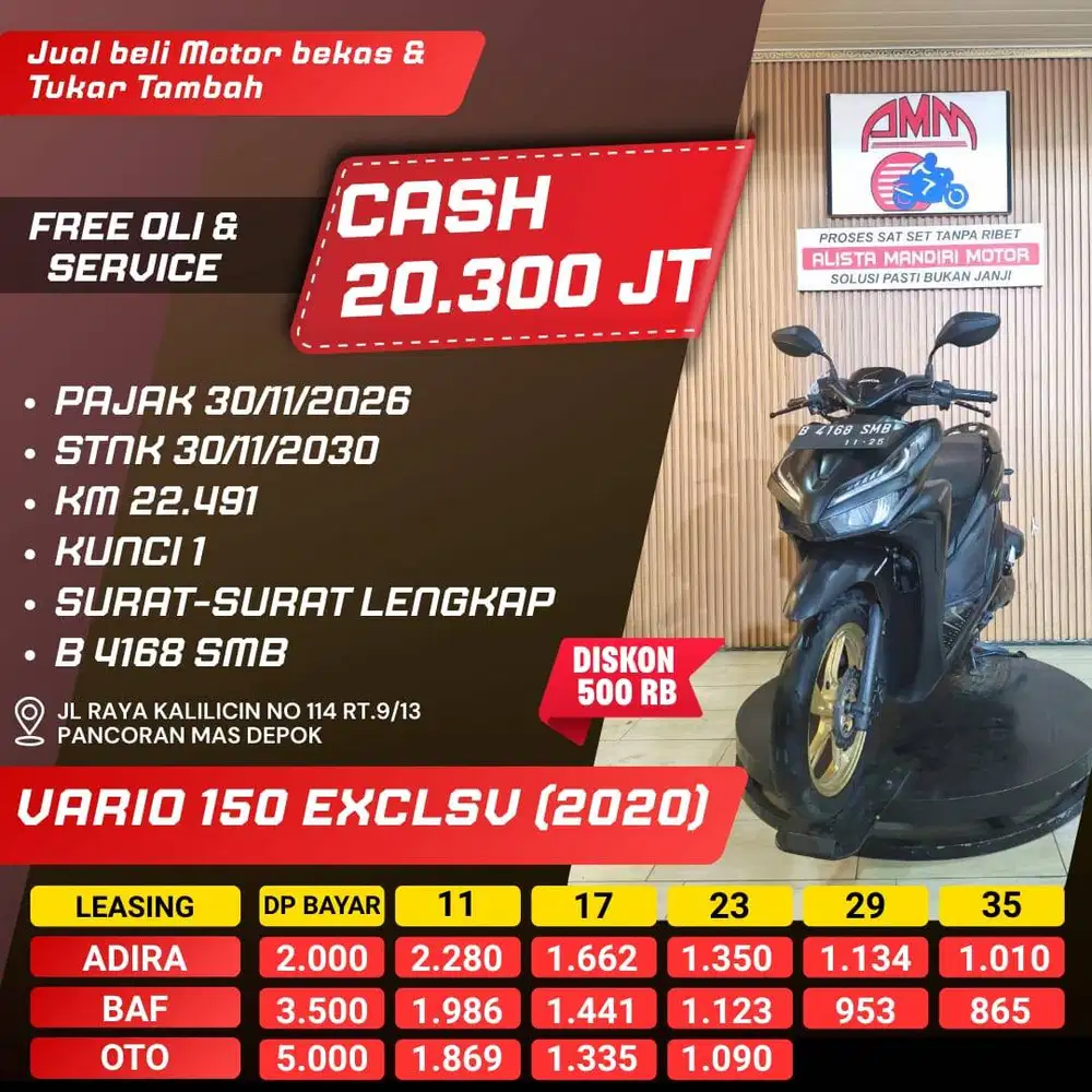 VARIO 150 EXCLSV 2020 PAJAK HIDUP CASH KREDIVO INDODANA SHOPEE ALISTA