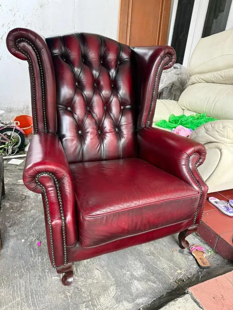 Sofa Queen Anne Half Leather (Kulit Sapi)