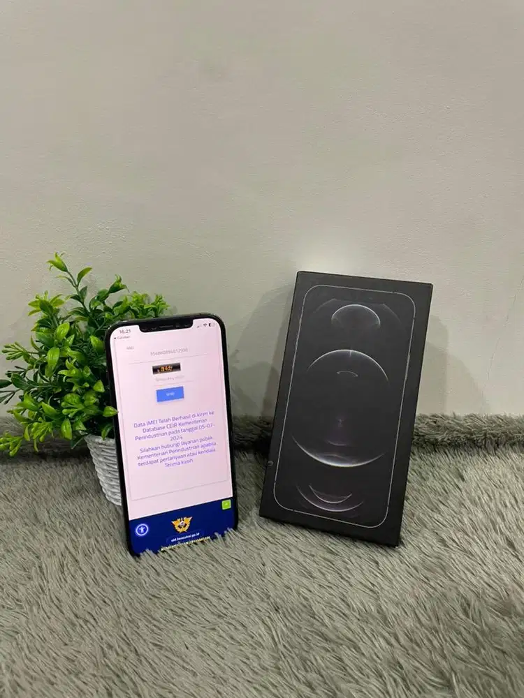 IPhone 12 ProMax 128GB Graphite mulus Fullset BH 98% Imei Bea Cukai