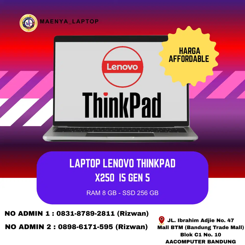 LAPTOP LENOVO THINKPAD X250 | I5 GEN 5 | RAM 8GB | SSD 256GB