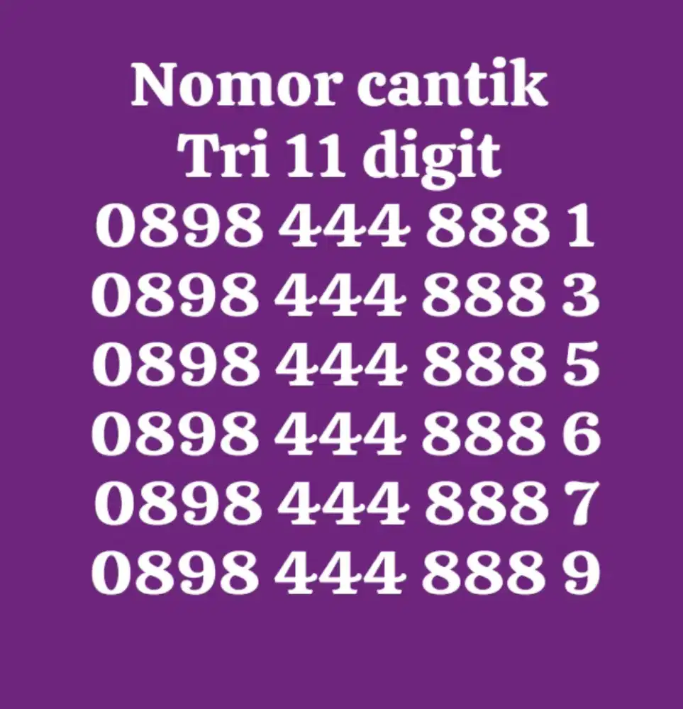 Tri 11 digit nomor cantik