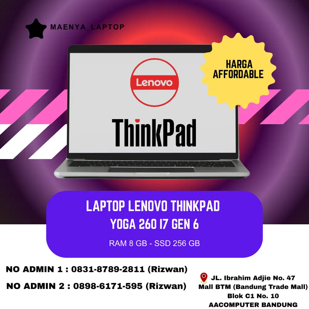 LAPTOP LENOVO THINKPAD YOGA 260 | I7 GEN 6 | RAM 8GB | SSD 256GB
