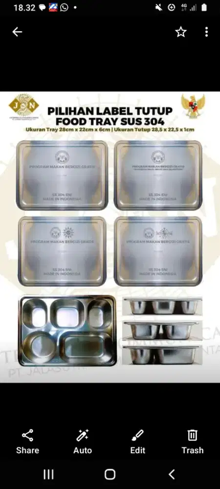 Jual foodtray /nampan makan utk mbg lokal sni