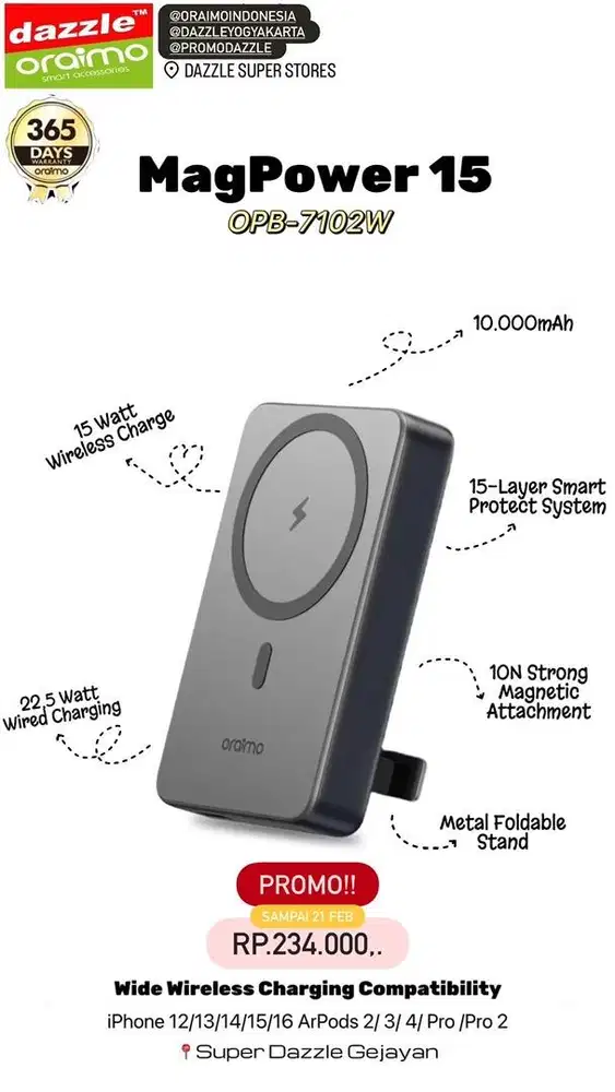 Powerbank Oraimo Magsave OPB-7102W