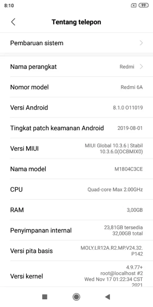 redmi 6a ram 3/32