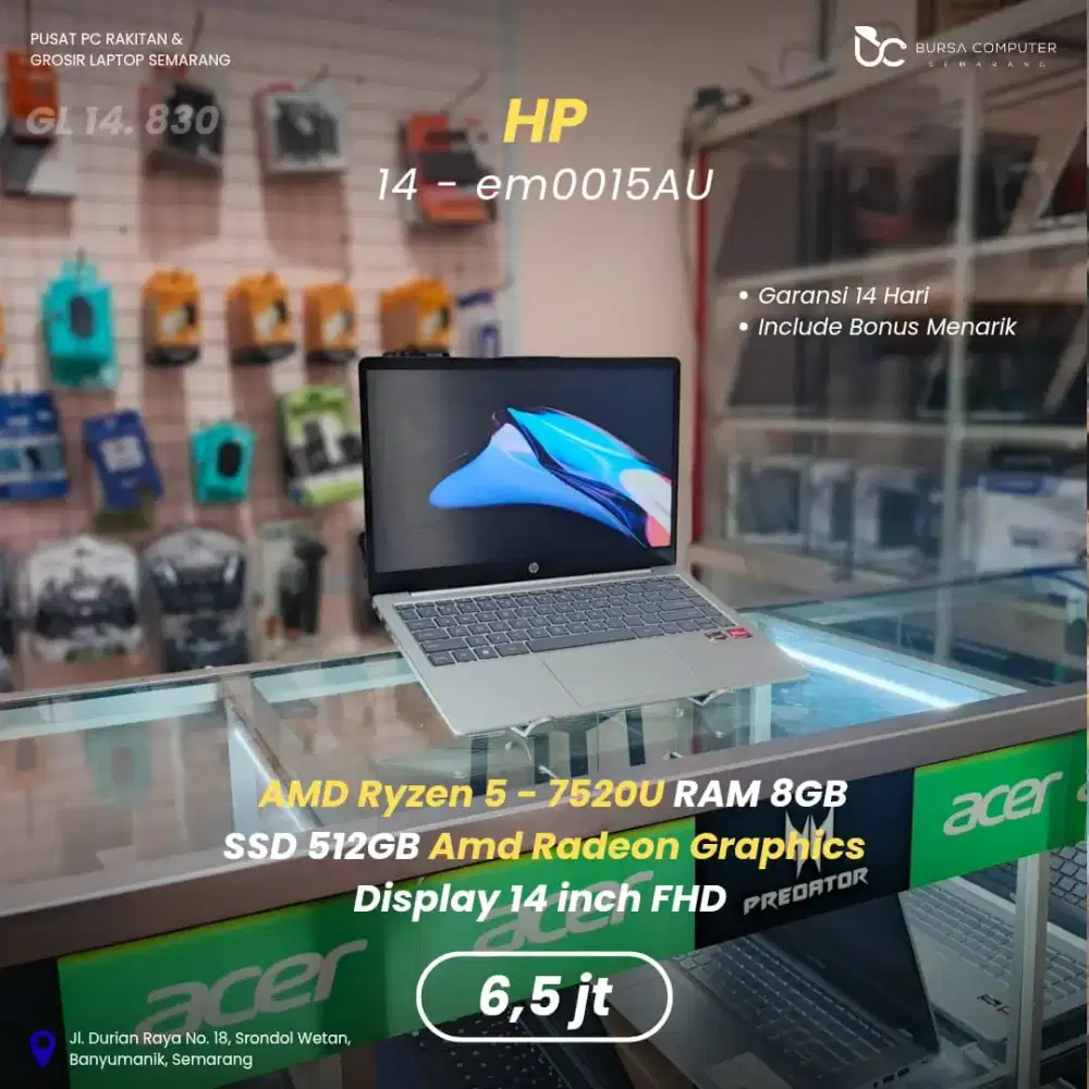 HP 14-em0015AU | Ryzen 5 7520U 8GB 512GB