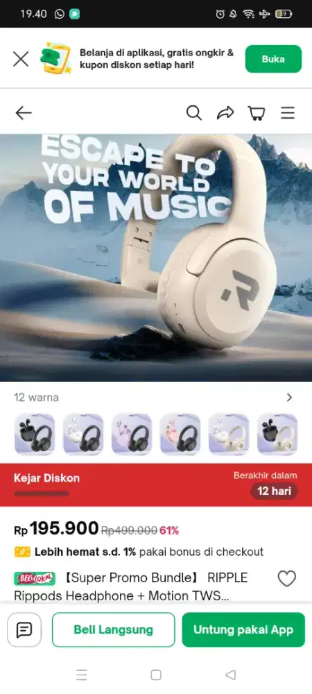 Ripple Rippods Bluetooth Headphone RHB-005