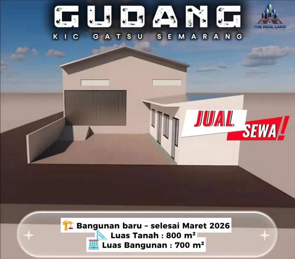 DIJUAL ATAU DISEWAKAN GUDANG BARU KAWASAN INDUSTRI CANDI SEMARANG