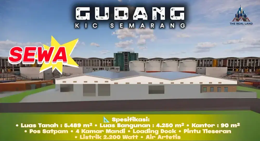 GUDANG BESAR DISEWAKAN KAWASAN INDUSTRI CANDI SEMARANG SIAP USAHA