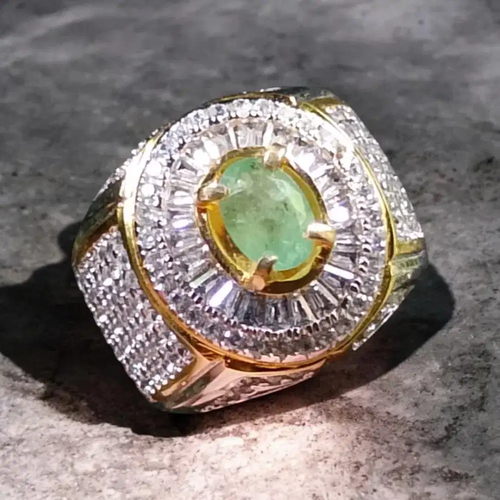 Cincin Permata Natural Emerald (Beryl)