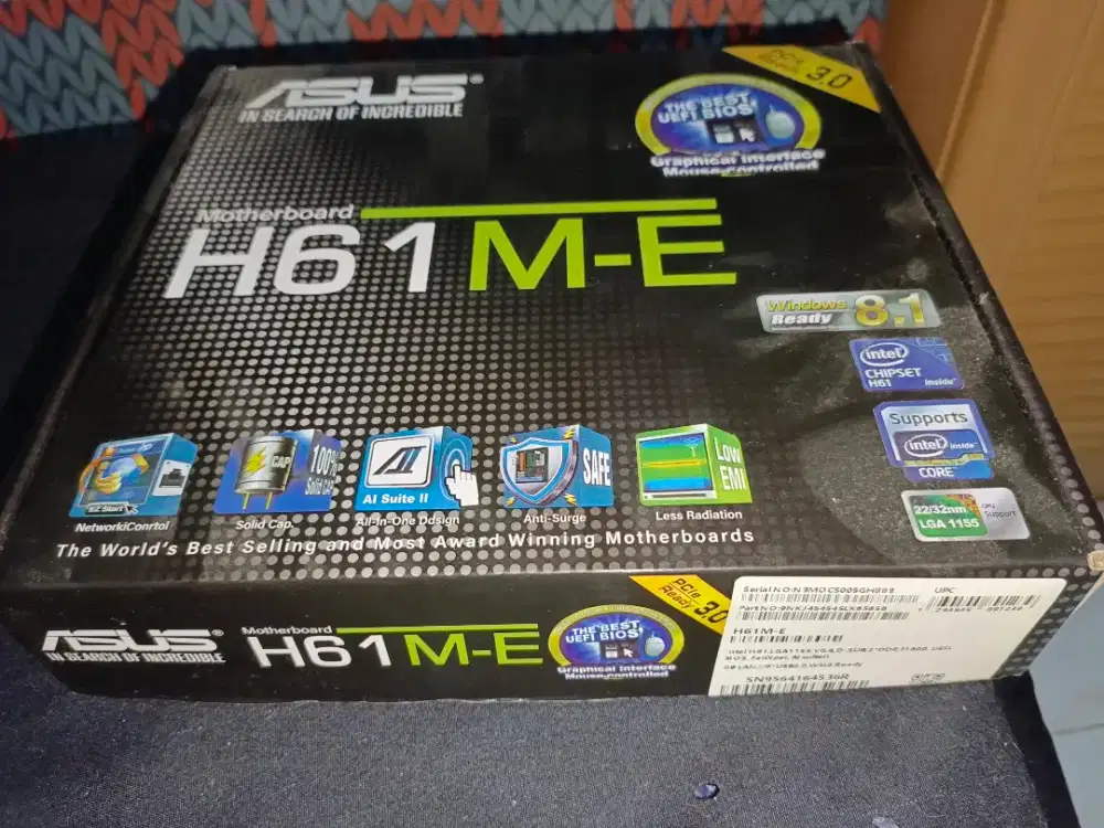 PAKETAN MOTHERBOARD ASUS H61 INTEL I5 RAM 16GB