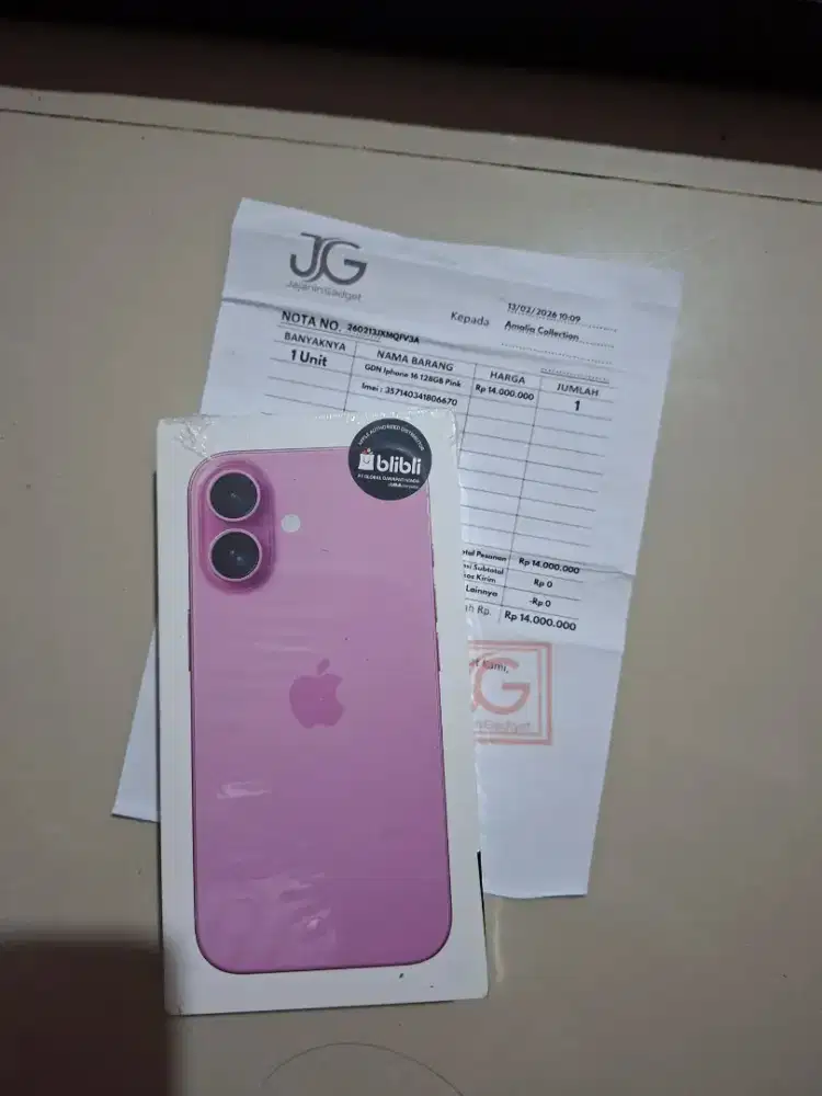 BNIB iphone 16 128gb Pink garansi resmi segel