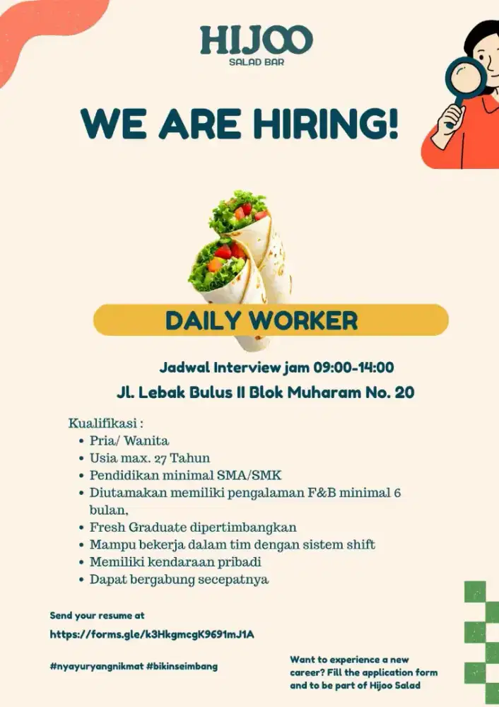 Dibutuhkan crew outlet