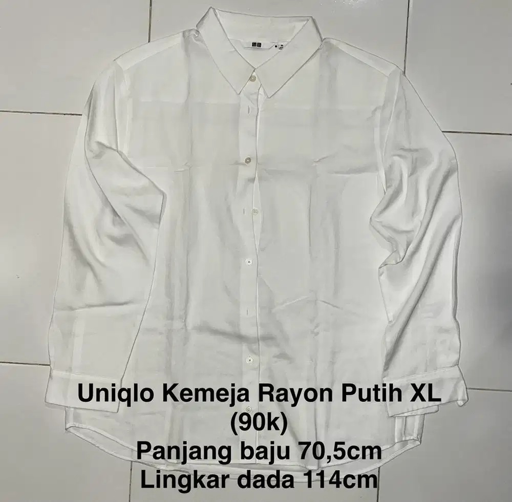 Preloved Kemeja Uniqlo Blus Rayon Putih XL
