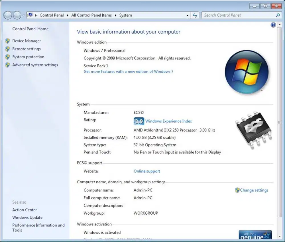 KOMPUTER PC Desktop AMD Athlon(tm) II X2 250