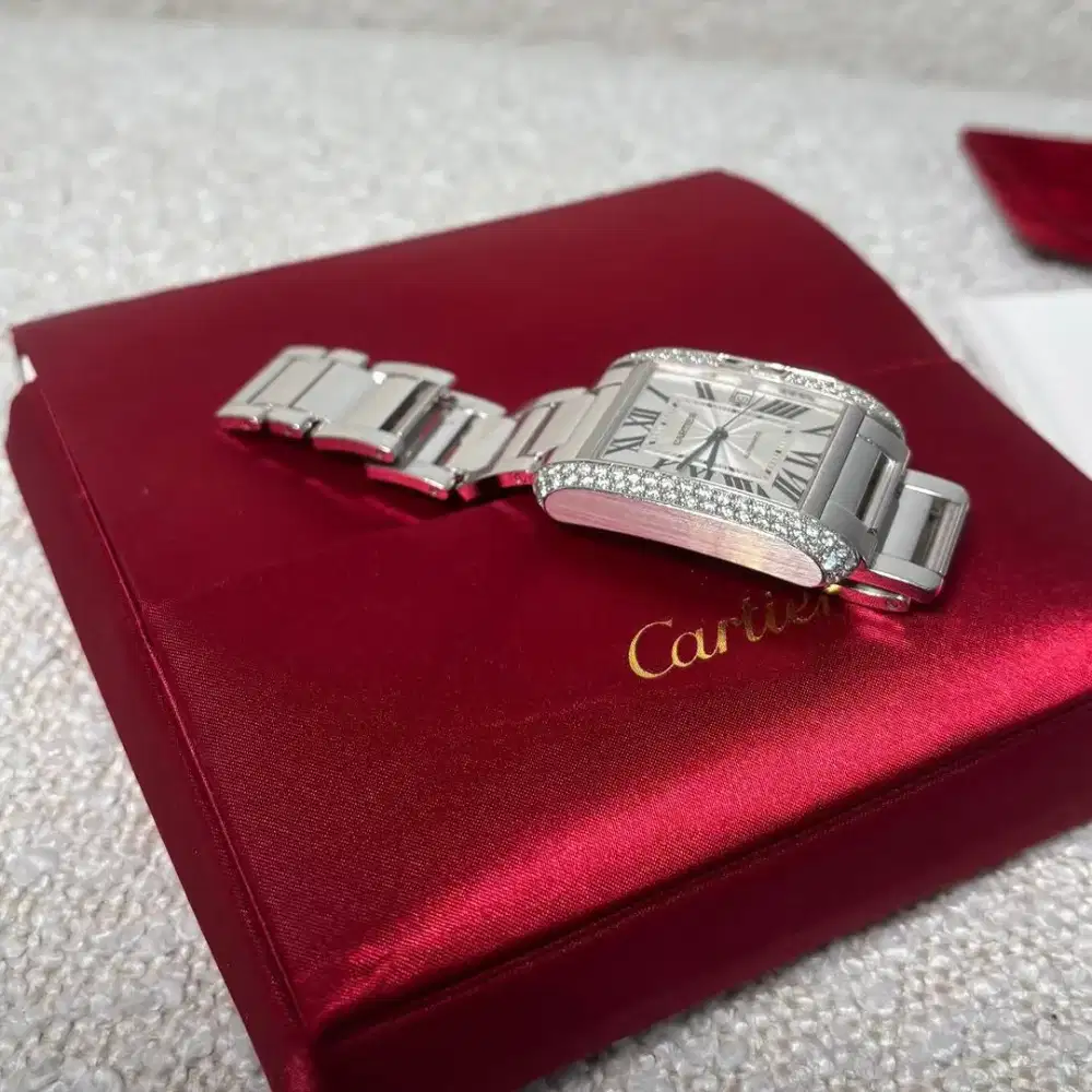 cartier tank anglaise xl white gold pave 41mm 2015