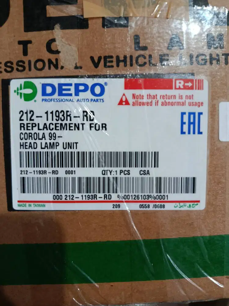 Head lamp corolla 99