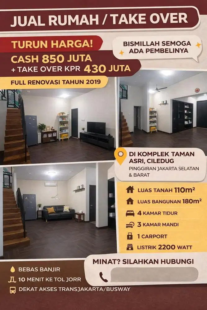 RUMAH DIJUAL (TURUN HARGA)