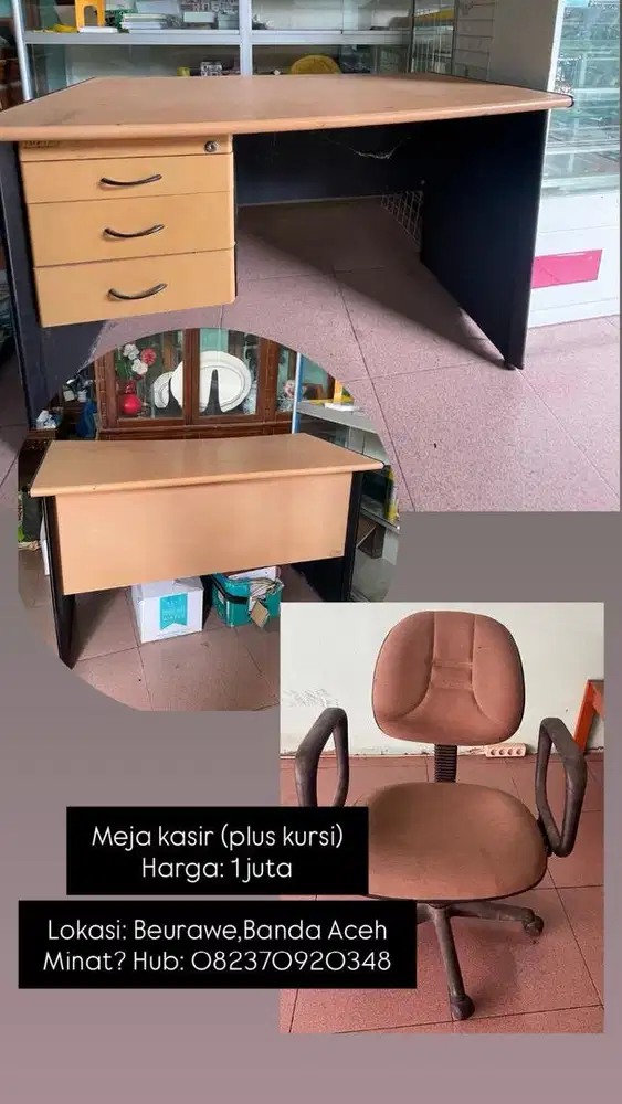 Meja kasir plus kursi