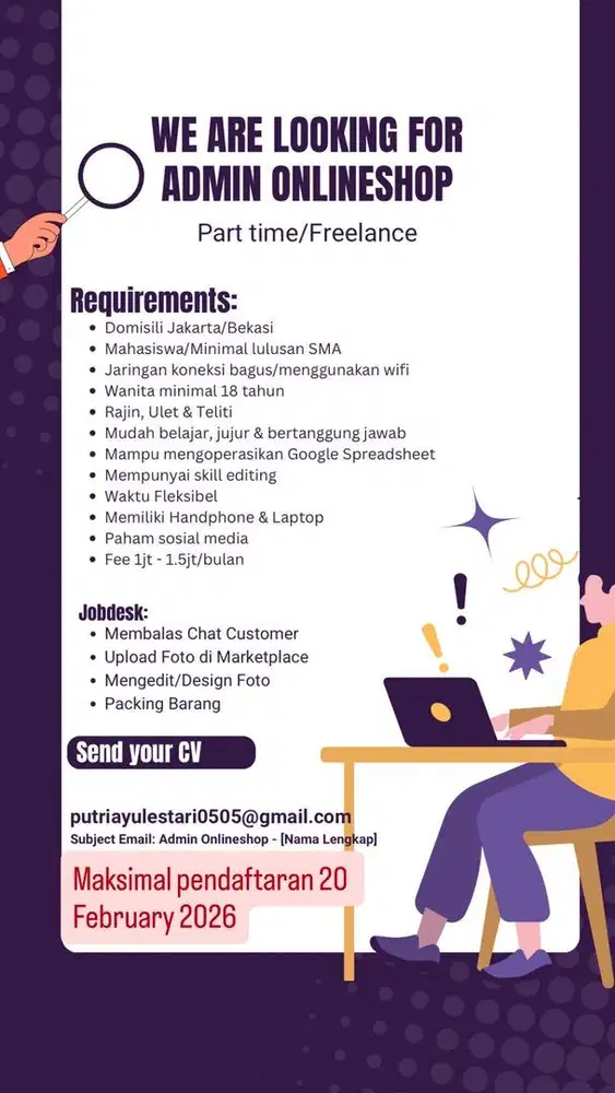 LOWONGAN ADMIN ONLINESHOP
