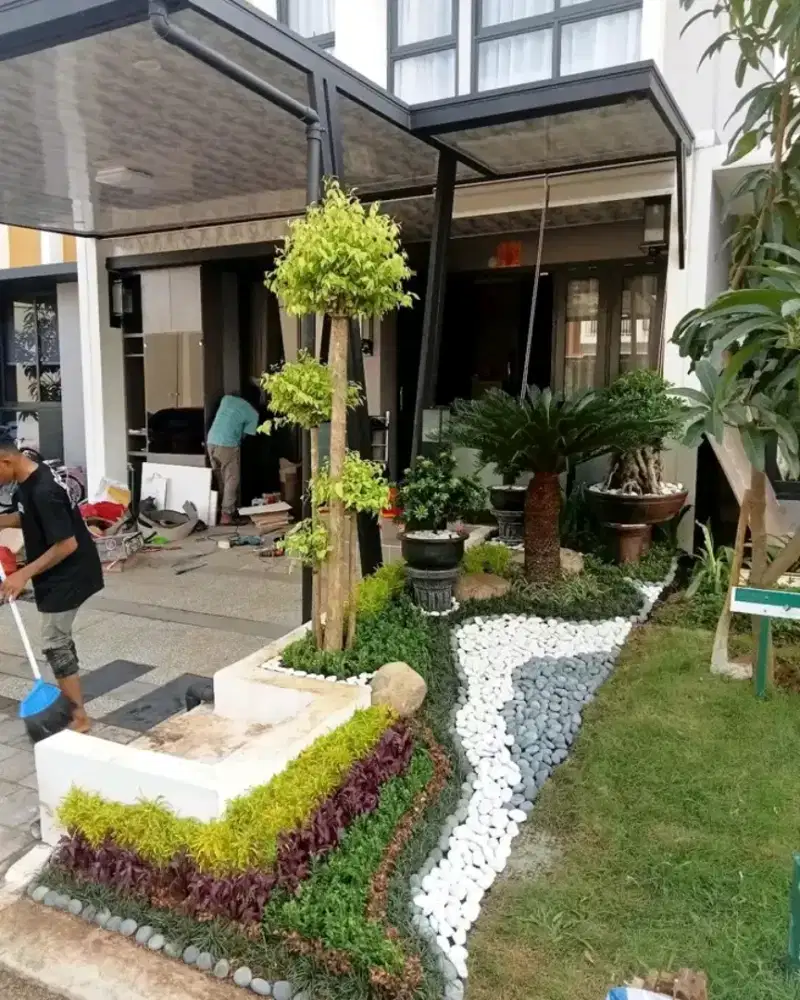 Menerima pembuatan taman kering taman rumput