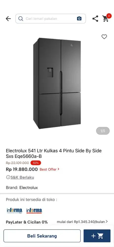 kulkas side by side electrolux