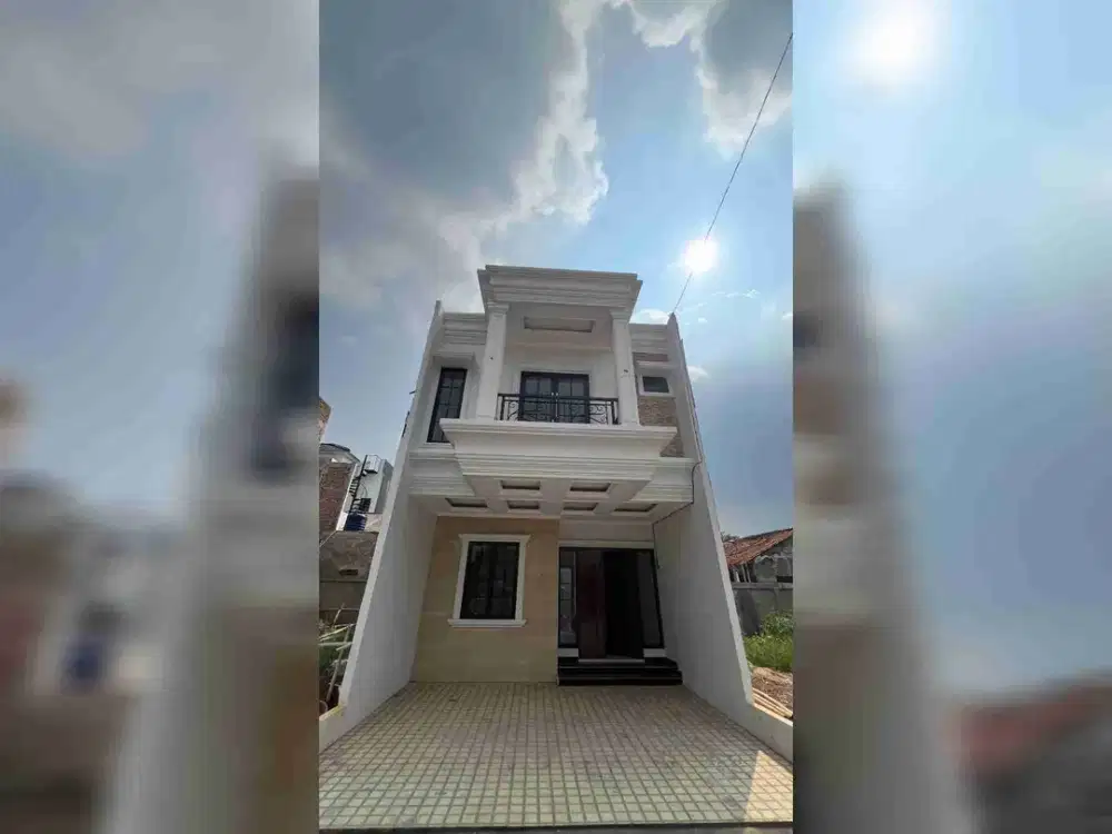 Bata Merah, Pinggir Jalan Raya Utama, Rumah 2 Lantai Cimanggis, Depok, Strategis, SHM, Design Mewah