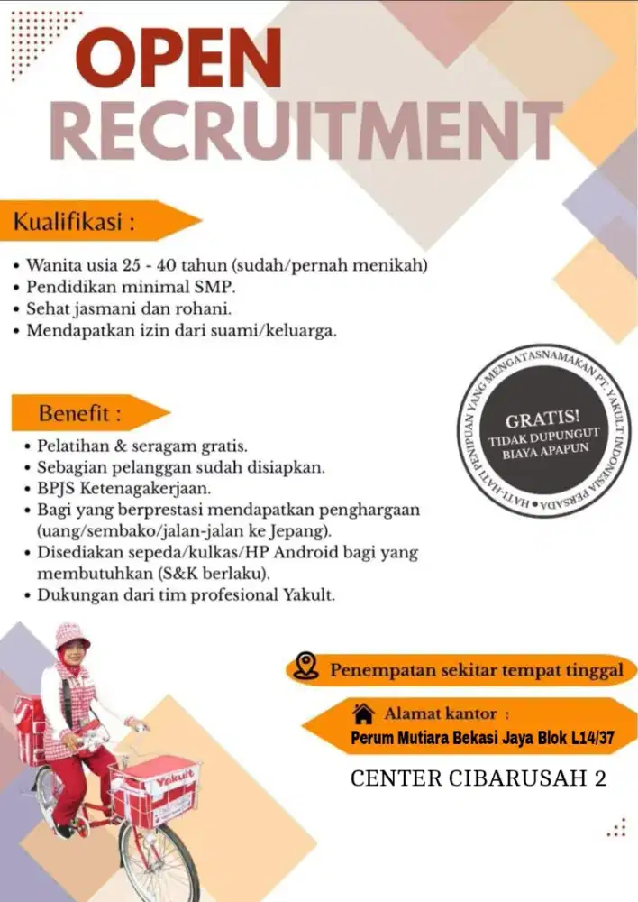 Lowongan Kerja Yakult Lady