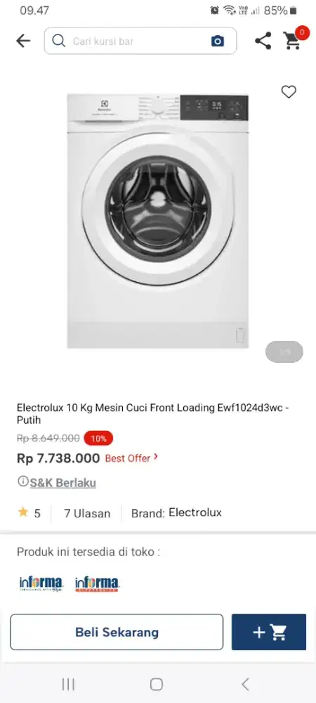 PROMO KREDIT ELECTROLUX 10KG MESIN CUCI FRONT LOADING
