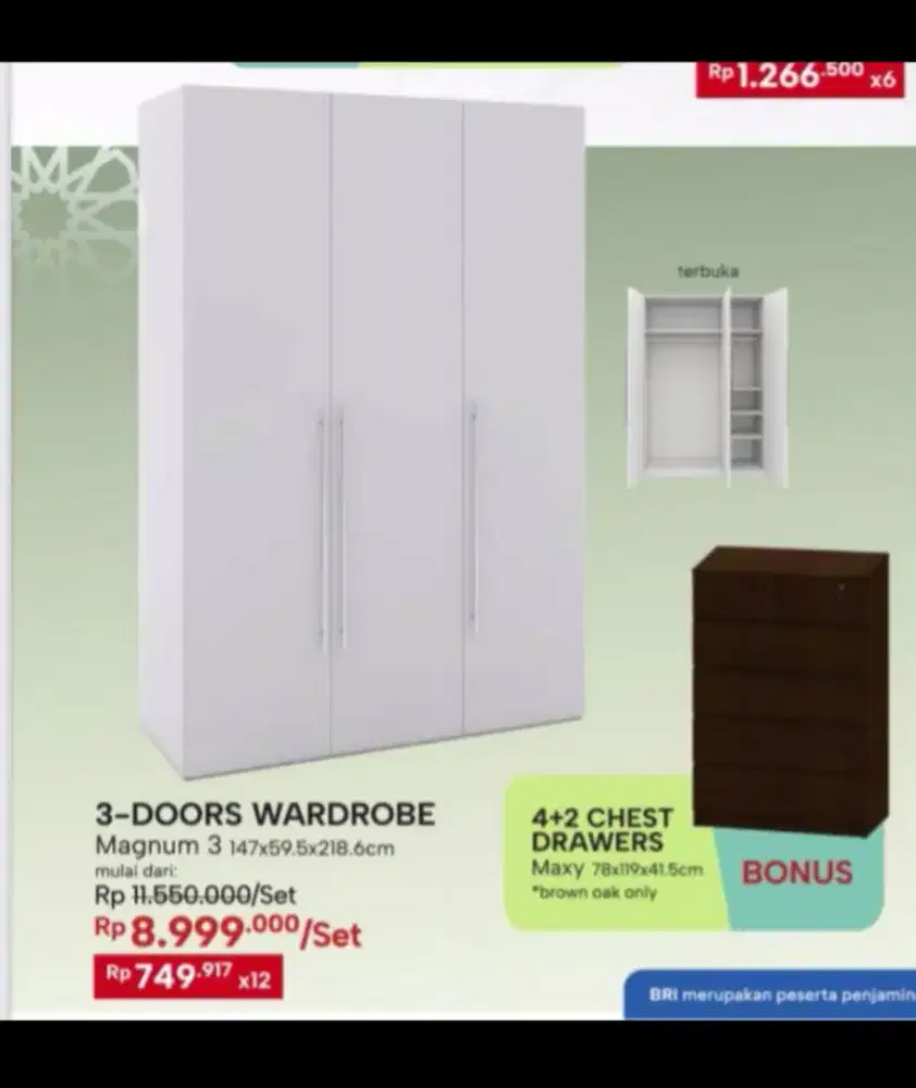 Kredit lemari 3 pintu, hanya dengan KTP