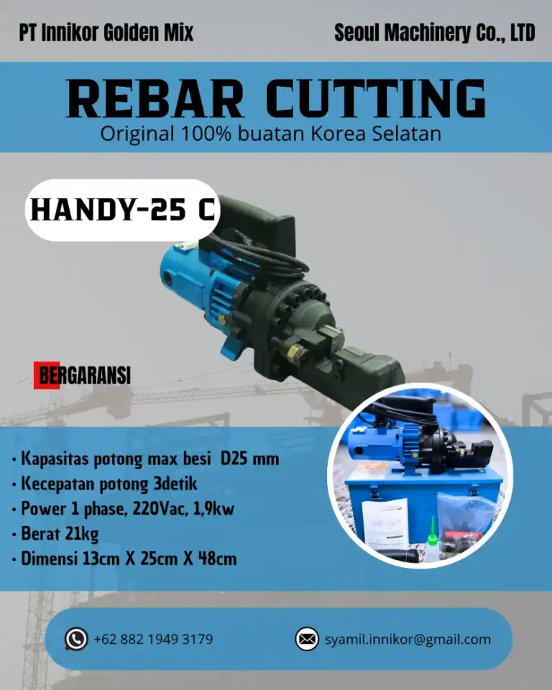 Mesin Bar Cutter Portabel Kapasitas Max Diameter 25mm, Korea Selatan