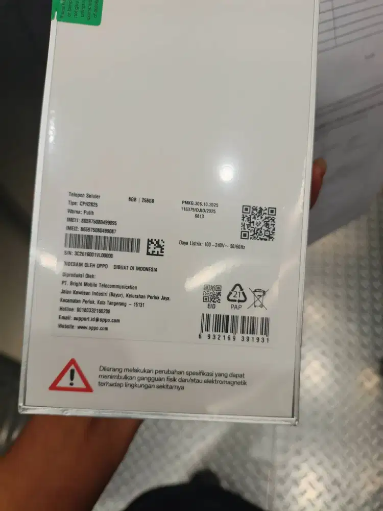 Oppo Reno 15 5G 8/256gb Putih