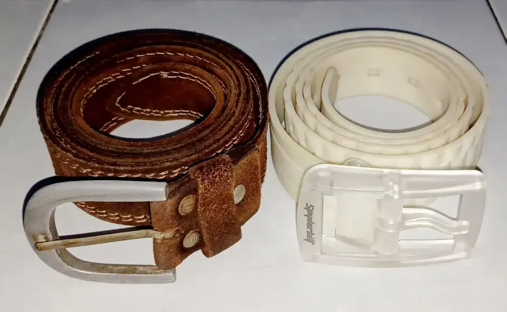 2 PCS GESPER KULIT ASLI & RUBBER