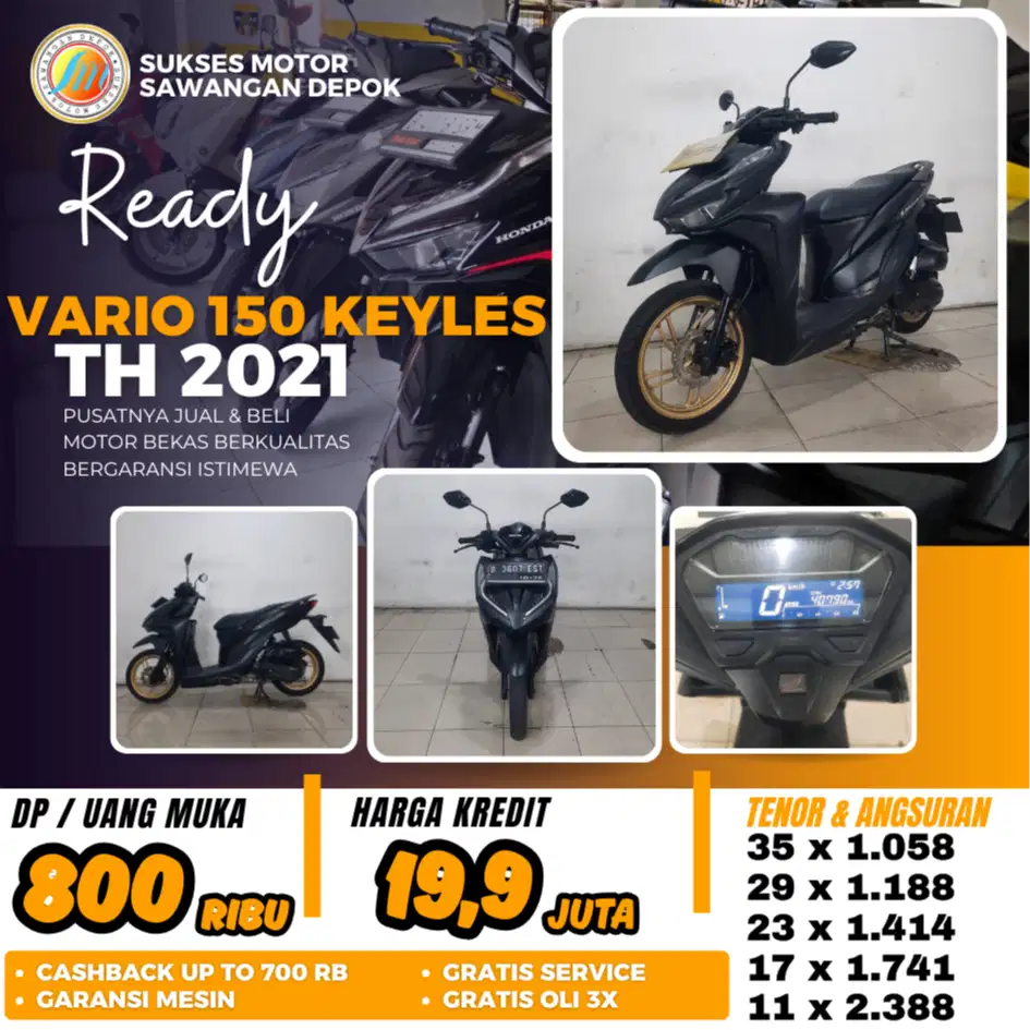 MULUS BERGARANSI HONDA NEW VARIO 150 KEYLES TH 2021 BISA KREDIT DP 800