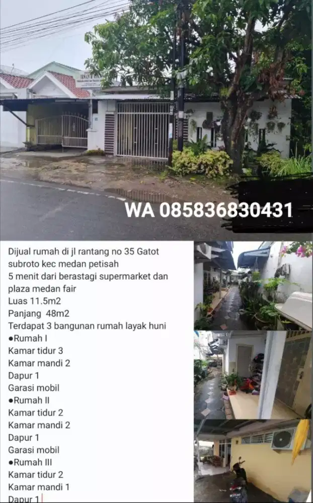 3 rumah berjejer ke belakang,keterangan lengkap baca pada foto.