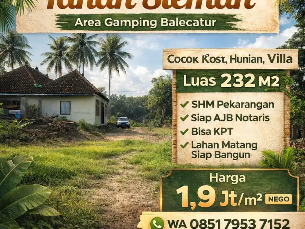 Tanah Murah Sleman Gamping Siap AJB Legalitas Shm Pekarangan