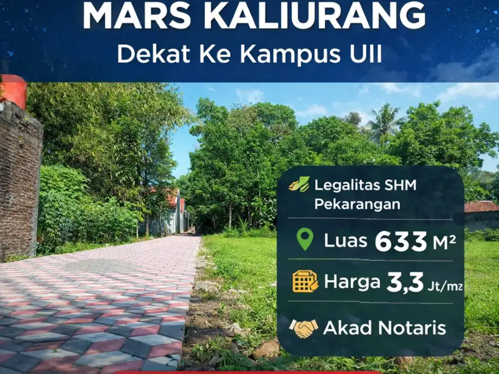Tanah Jogja Kost Area Kampus UII Kaliurang SHM Pekarangan