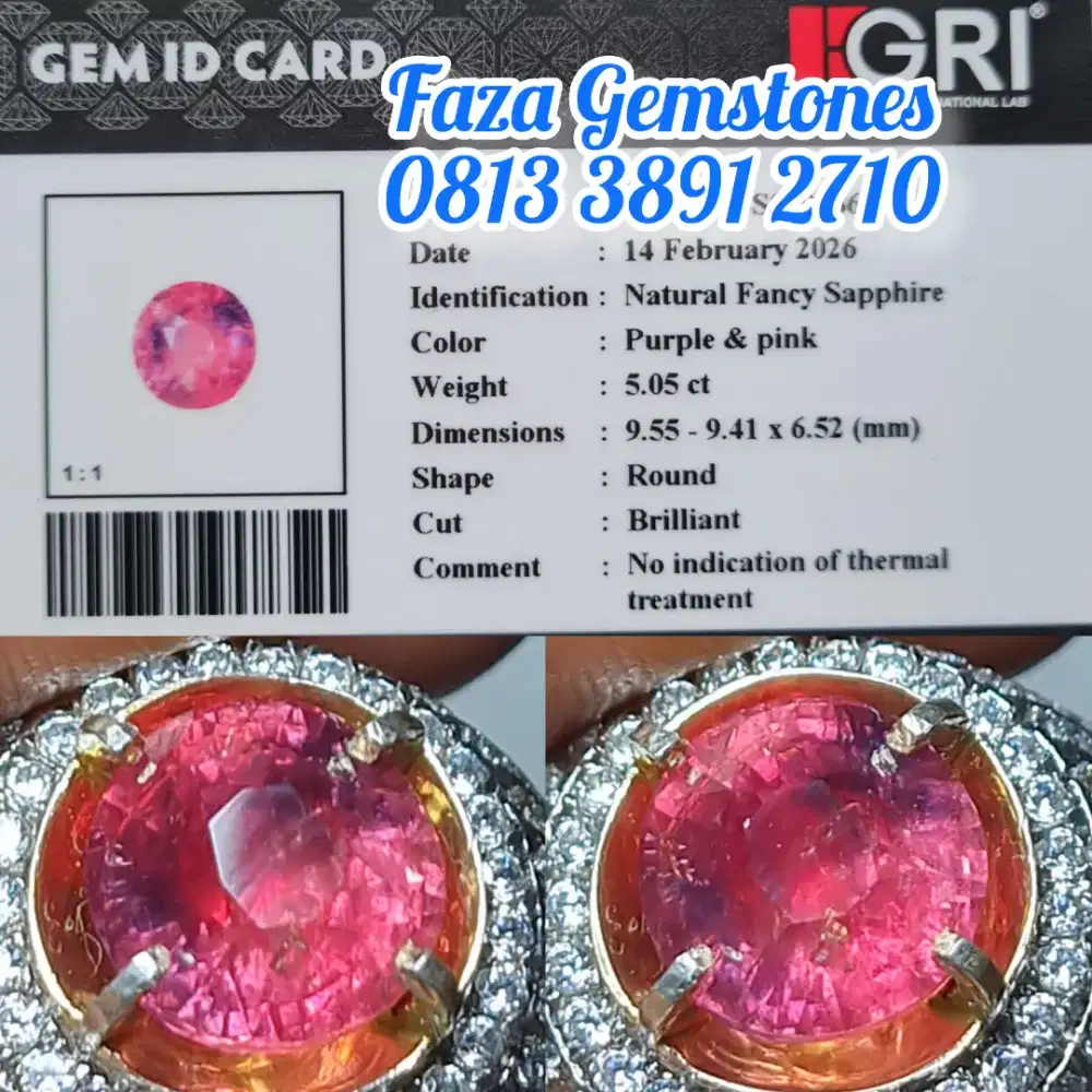 No Heated Fancy Sapphire Rasa Padparadscha, Round, Size ideal 5.05ct