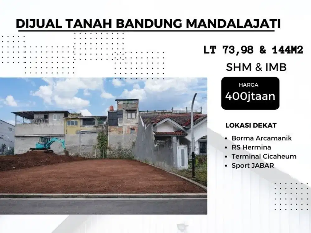 Jual Tanah Kota Bandung Mandalajati Dalam Perumahan Bonus IMB
