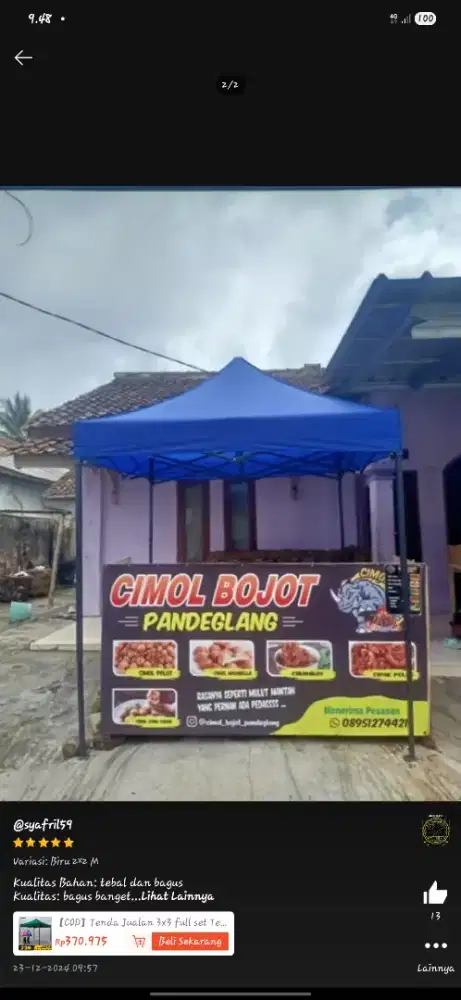 Tenda stand 2x2 & meja 120