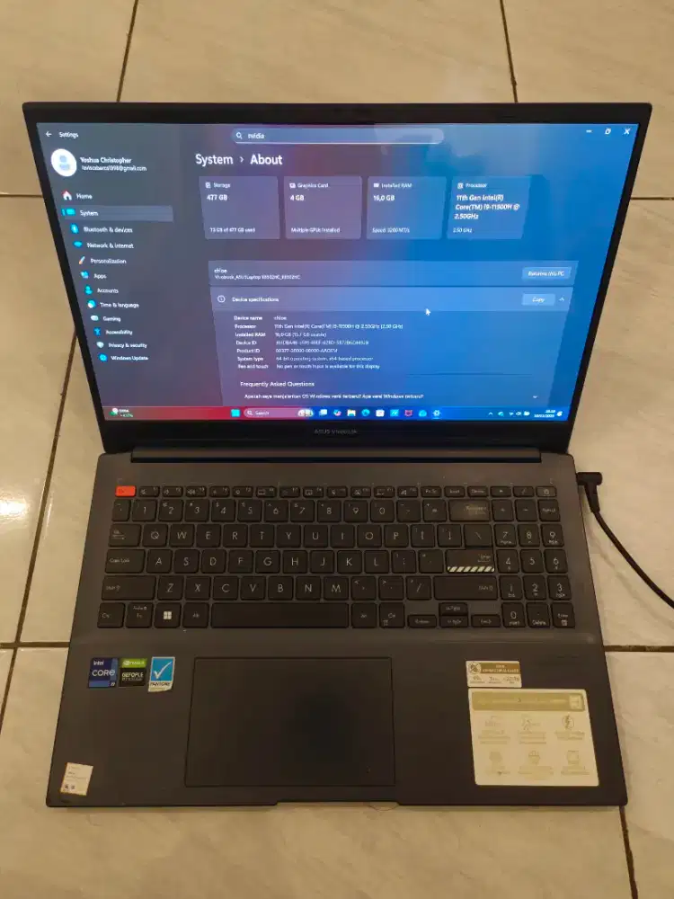 Asus Vivobook Pro 15 Oled 16/512 i9 11900H k6502 vivo book
