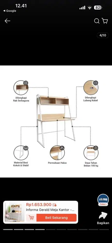 Meja Belajar/Kantor Informa Gerald – Mulus 90% – Harga 800 Ribu