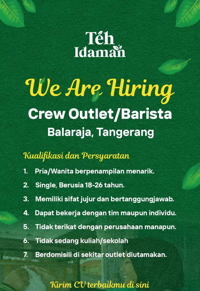 Lowongan Kerja Crew Outlet (Dibutuhkan Segera)