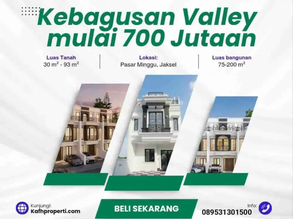 Rumah 2,5 Lantai+Rooftop Akses mobil di Kebagusan pasar Minggu Jakarta Selatan SHM Bebas Banjir