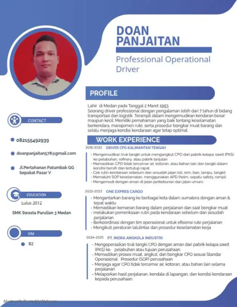 Saya mencari lowongan supir